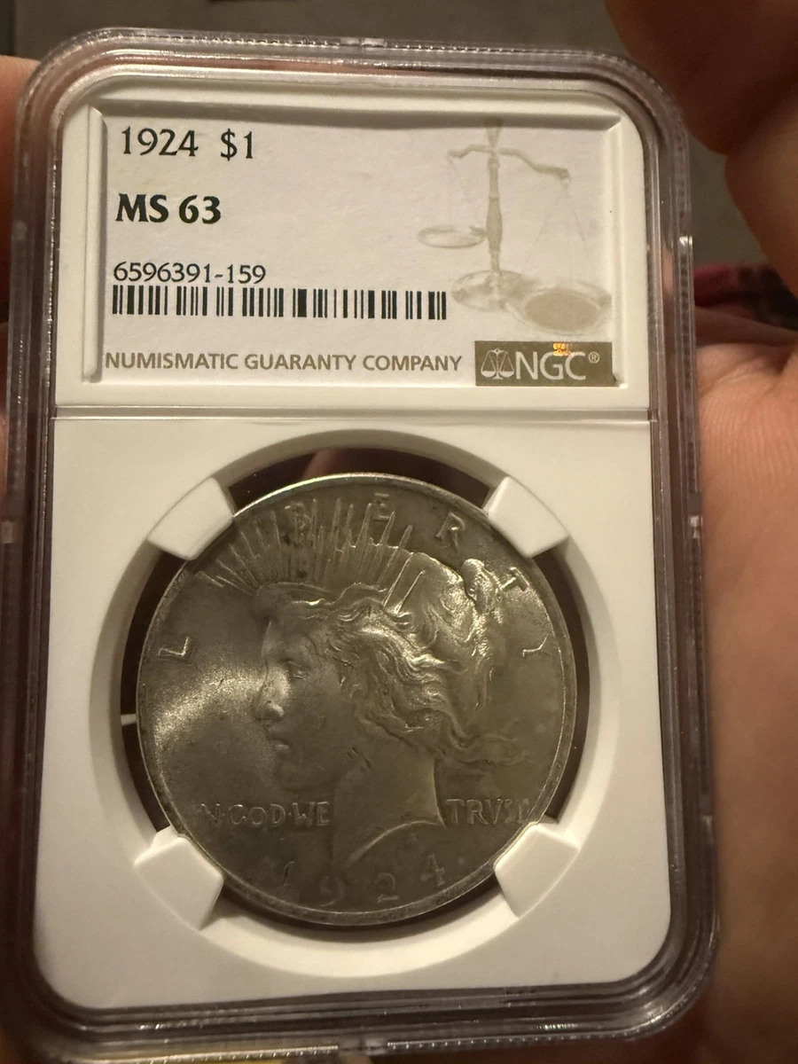 NGC MS63 1924 Peace Silver Dollar $1 BU Certified Coin | eBay