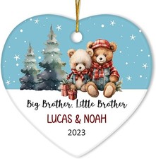 Personalized Big Brother Little Brother Christmas Ornament, Sibling Ornamen...