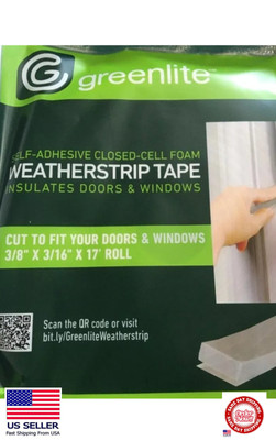 A+ Greenlite Weatherstrip Foam Tape Self Adhesive Draft Seal 3/8'' x 3/16'' x 17'