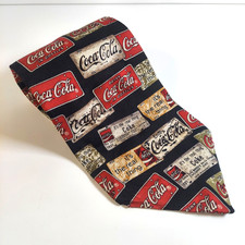 Coca-Cola Graphic Men's Multicolor Necktie, License Plate Logo Motif, 100 Silk