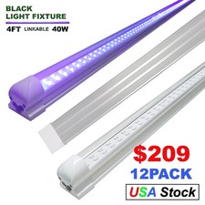 12 or 24 Pack 4Ft uv black light Bar Bulbs , T8 Linkable BlackLight Fixture 40W