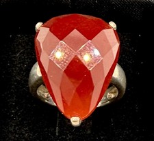 Sterling Silver Ring 925 Sz 7 Red Carnelian Women Jewelry Large AF