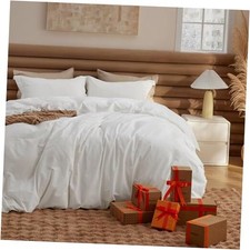 100 Washed Cotton Duvet Queen 90" x 90" 04 - Natural White No Comforter
