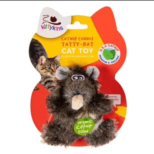 KittyKins Catnip Cuddle Cat Toy - Tatty RAT - Soft Feathers 4" cats Kittens