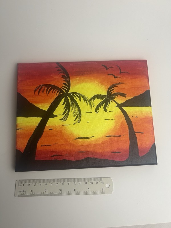 Sunset Paradise – Original Acrylic Beach Painting (8x10 Canvas)