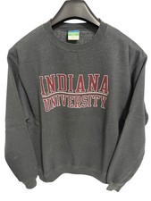 Champion Eco Fleece Indiana Hoosiers Crew Neck Sweatshirt Size Large Gray Red