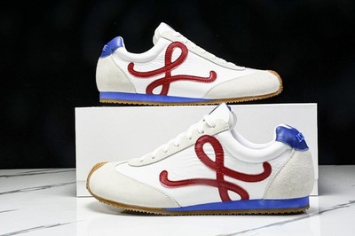 LO*WE Ballet Runner 2.0 White/Red/Navy Blue Unisex Adults Casual Shoes Size 4-11