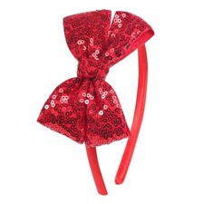 Red Sequin Bow Headband for Girls - Boutique Style Hair Accessory with Bow Ri...
