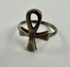 Vtg Mexico Sterling Silver Ankh Cross Ring LER Taxco Size 7.25 Eagle 3 Mark 2.3g