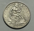 1854 O SEATED LIBERTY HALF DOLLAR AU DETAIL