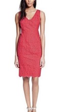 Tory Burch Sleeveless Cameron Lace V Neck Dress Red Size 10 Sheath Knee Length