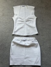 ZARA Cream CoOrd Set Top & Mini Skirt Size M UK10 Worn Once Excellent Condition