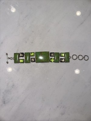 Native American Navajo Gaspeite sterling silver link bracelet
