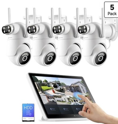     Kittyhok 2K PTZ Wireless Security Camera System 4 Cam 10  Monitor WiFi