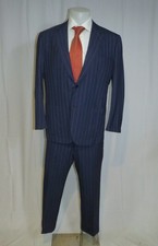 Kiton 14 Micron Tessuto Esclusivo Current Bespoke Blue Regatta Stripe Suit 44R
