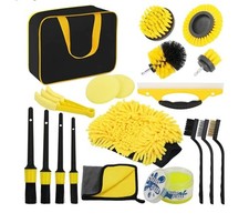 20 Pcs Car Brush Kit Auto Interior Wheel Gap Drill Cleaning Washing Tool Set UK