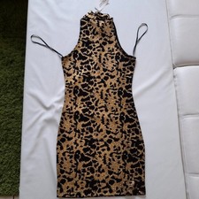 Vestiti da donna nero fantasia stampa animalier festa, cocktail