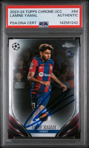 2023-24 Topps Chrome UEFA UCC #64 Lamine Yamal Rookie RC PSA AUTHENTIC Autograph