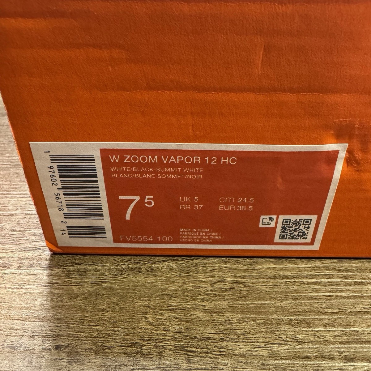 Nike Zoom Vapor 12 HC 'White/Black' Women's Sz 7.5 Tennis