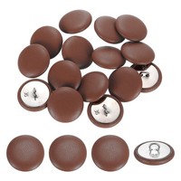 15Stk Lederbezogene KnöPfe 23Mm 36L Runde MetallknöPfe Braun