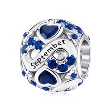 September Birthstone 925 Sterling Silver Infinity Heart Charm Bead for Bracel...