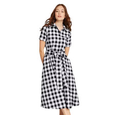 NWT Lisa Marie Fernandez x Target Shirt Dress XL Black White Gingham A-Line Belt
