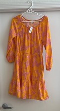 NWT J. Crew Factory Vibrant Orange Dress with Pink Floral Design Size 6