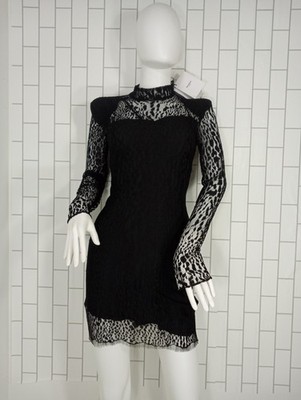 Balmain Women's LS Leopard Lace Bodycon Dress, EU 36 *NEW*