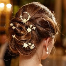 Star Hair Pins Rhinestone Bridal Hair Pieces Sparkly Crystal Bride Gold