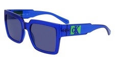New CALVIN KLEIN JEANS CKJ-23622S 400 Crystal Blue Sunglasses with Blue Lenses