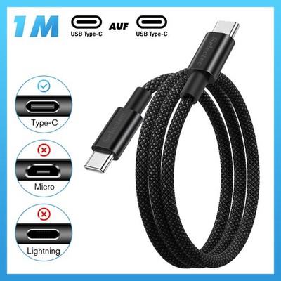USB C auf USB C Ladekabel TYP C Datenkabel für Samsung Xiaomi Huawei OnePlus NEU