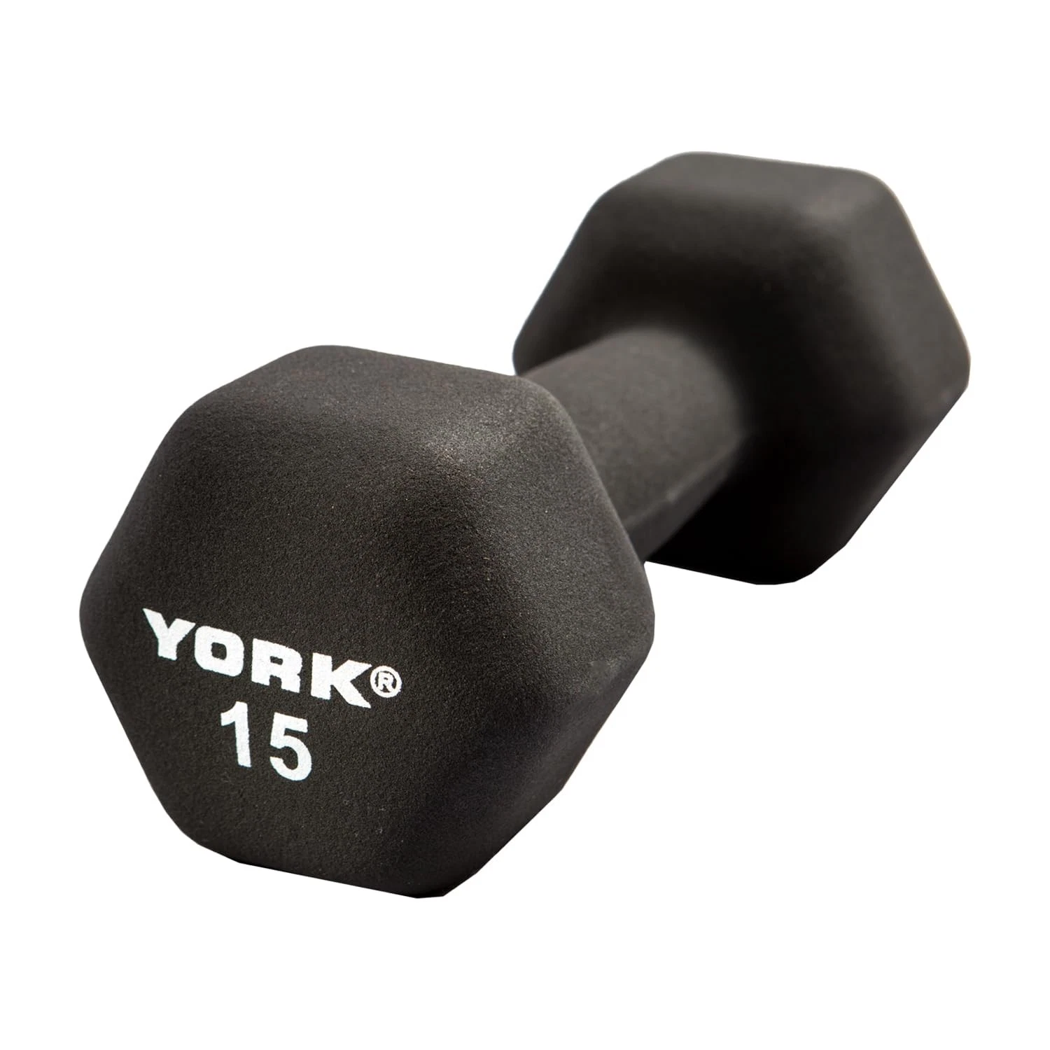 York Barbell Neoprene Hexagon Dumbbells with Cast Ergo Handle (15lb, Pack of 1)