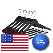 Quality Hangers Luxury Wide Shoulder Wooden Hangers 6 Pack Velvet Bar Smooth