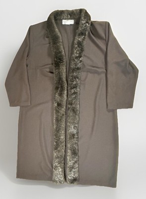 Vintage Anna Maxwell Brown Long Coat Faux Fur Trim USA Women's 18W