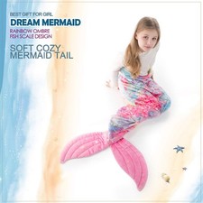 Mermaid Tail Blanket for Girls, All Seasons Soft Premium Colorful Fish Scale ...