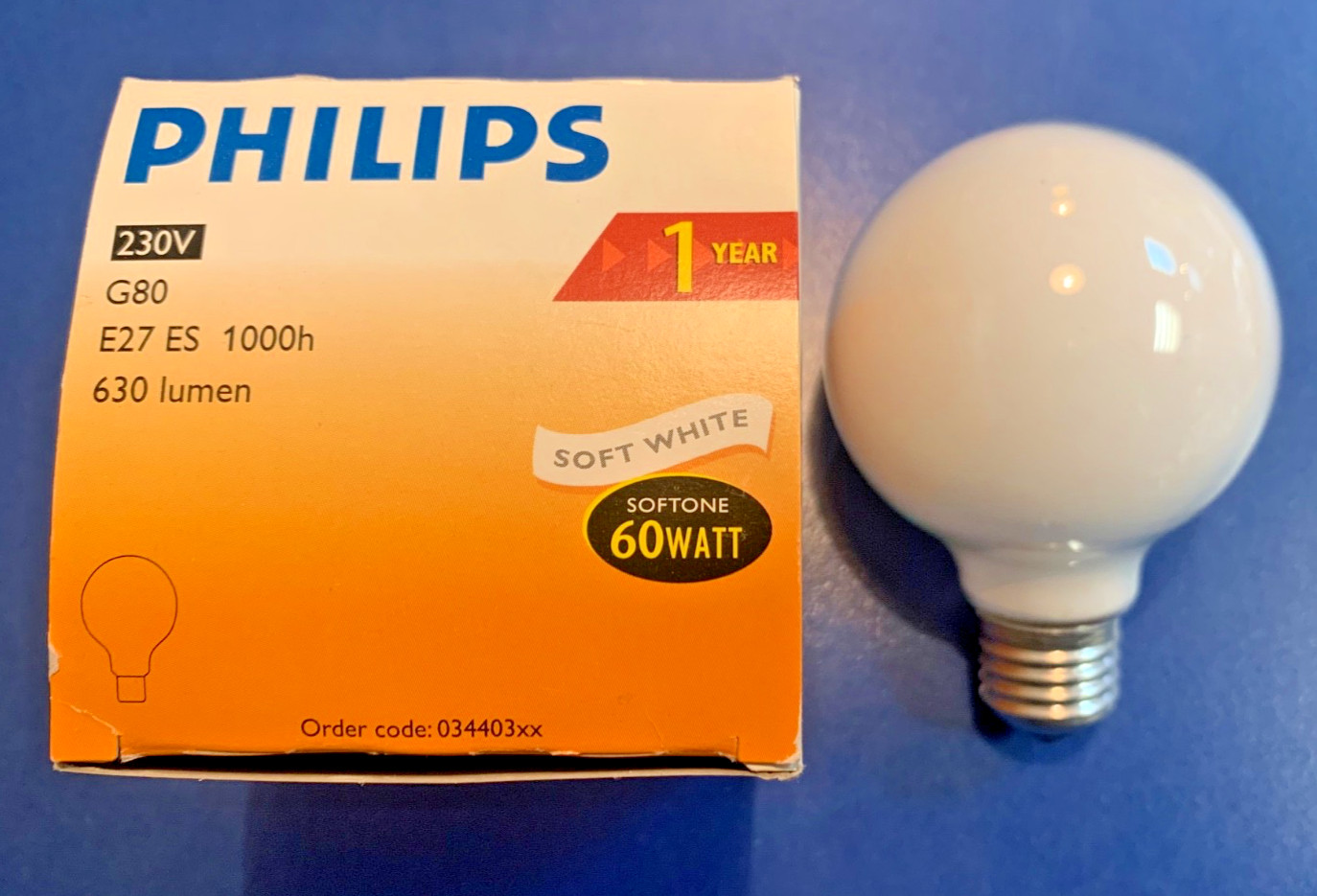 Philips Soft White Globe G80 E27 60W 630 Lumen Dimmer Bulb