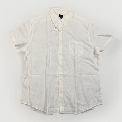 J.Crew Short-Sleeve Textured Camp Shirt Linen White Size XL NWT