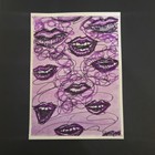 @ryguyarts Original ACEO Speak No Evil Purple Lips Ink Drawing OOAK — photo 1