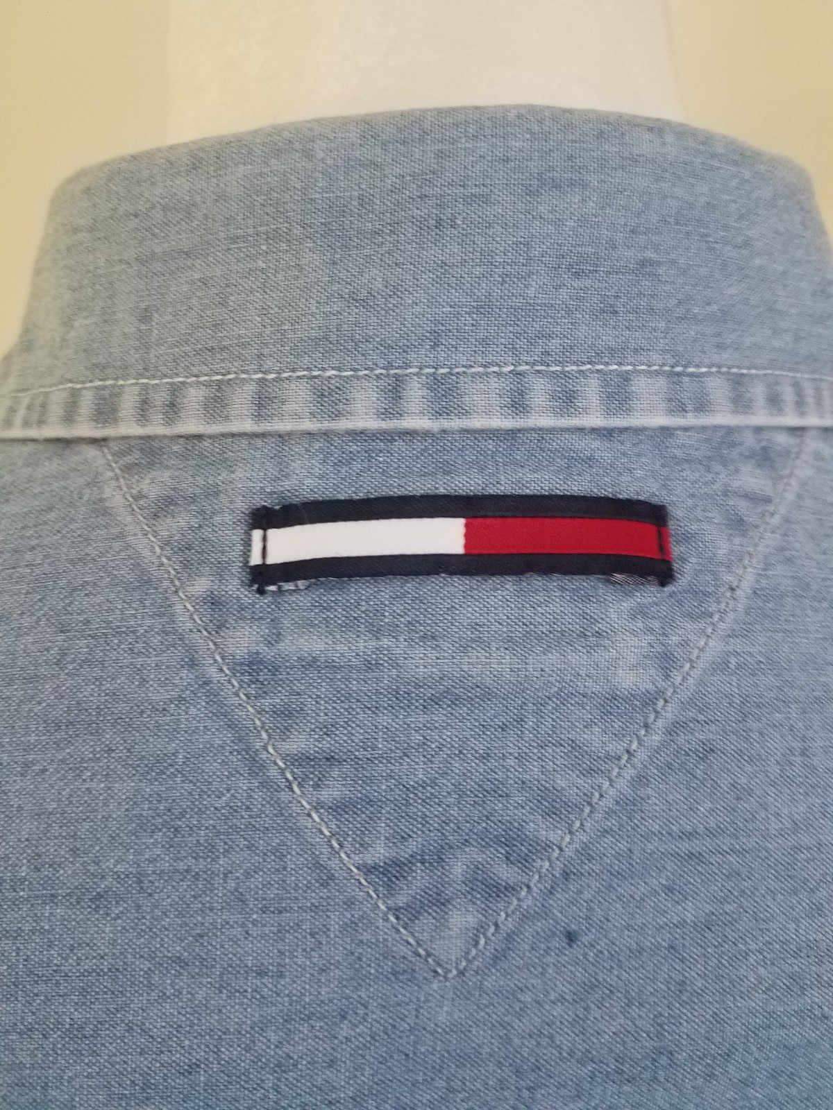 Tommy Hilfiger Vintage denim Vest Womens 8 Box Flag logo H snaps