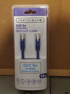 Infinitive Cat 5e 100MHz Network Cable, 14 Feet, Blue NIB