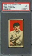 1914 T213 Coupon Cigarettes John McGraw Portrait PSA 3 New York Giants HOF