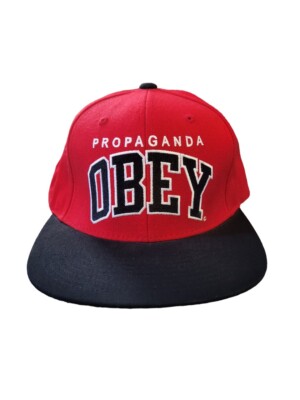 Obey Propaganda Red Black Logo Hat Snapback Adjustable Skate