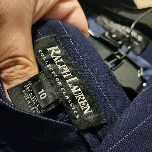 Ralph Lauren Black Label Navy Blue Striped Pant Suit Size 8 10 RUNS SMALLER - Picture 6 of 7