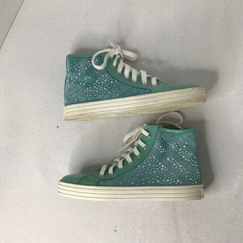 Hogan Rebel paillettes fodera piatta in pelle taglia 31 US 13,5 vendita al dettaglio $ 413 Made in Italy - Foto 5 di 9