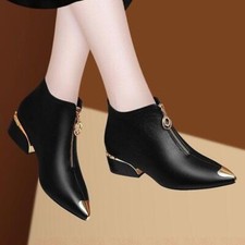 Women's ankle Boots Autumn Pointed Toe Thick Heel Ankle Boot High Heels shoes
