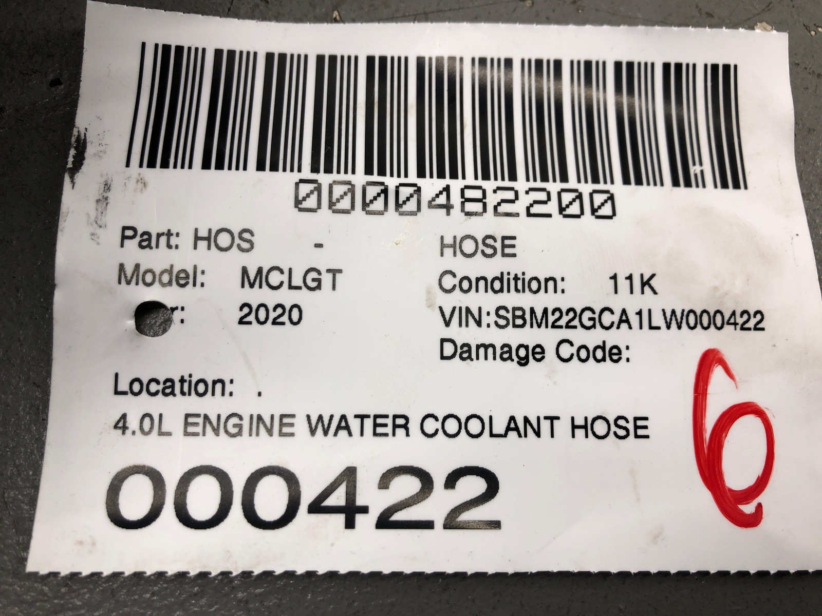 2020-2023 MCLAREN GT 4.0L ENGINE WATER COOLANT HOSE PIPE LINE 22FA096GP OEM 2021