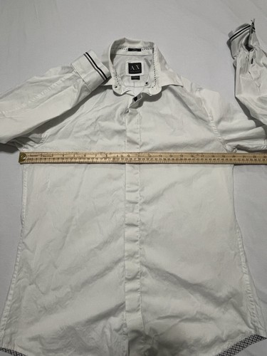 Armani Exchange Men’s Blue White texture stripe dress shirt Medium * See Pic - Picture 8 of 21