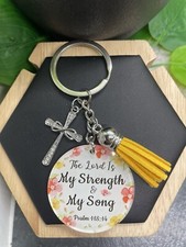 3.5 Scripture Pendant Purse Rhinestone Cross Charm Keychain Lord Song B3608