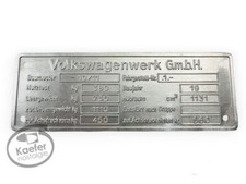 Vw Split Beetle Bug Id Plate Aluminum 1945-52 Vw Split Beetle Bug Id Plate Aluminum 1945-52