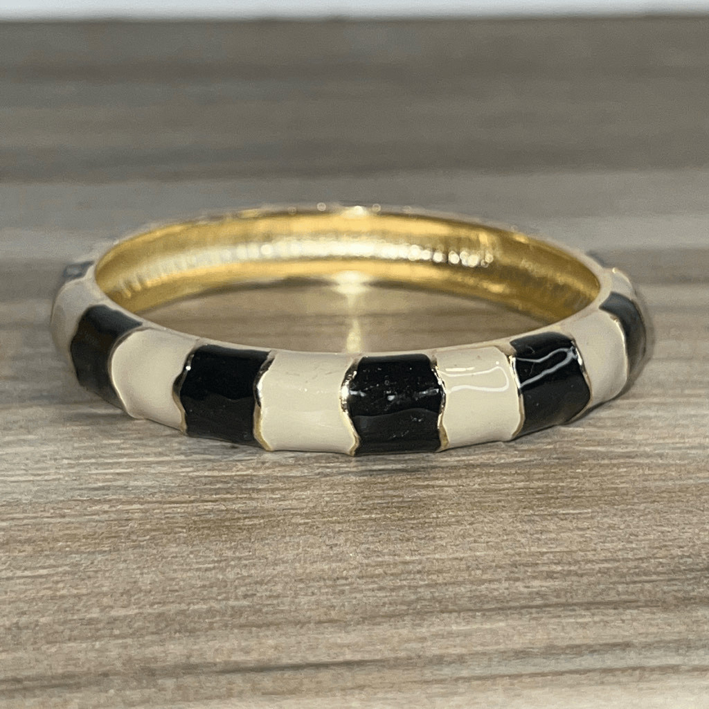 Stripped Inlayed Classic Solid Bangle Bracelet Ta… - image 3